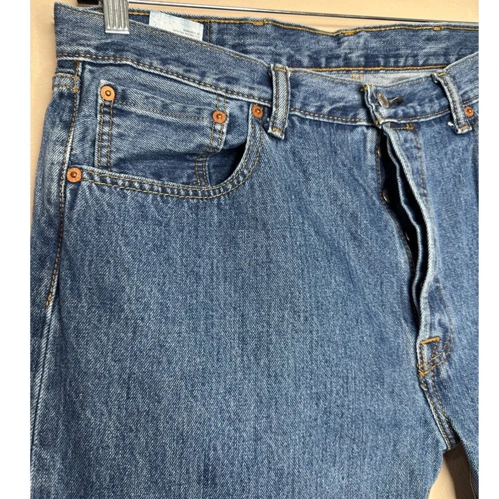 Levis 501 Original Fit Mens Blue Straight Leg Button Fly Denim Jeans 38x30